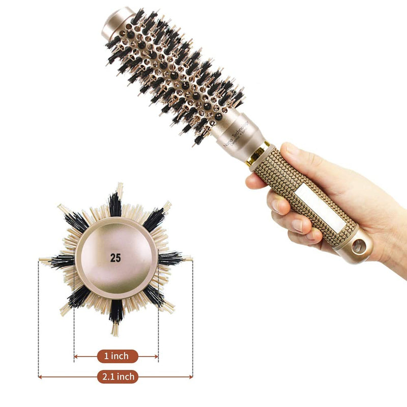 TEEROVA Ceramic & Ionic Round Barrel Hair Brush with Boar Bristle, Best Roller Hairbrush for Blow Drying, Curling&Straightening, Volume&Shine (2.1") 2.1 Inch - NewNest Australia