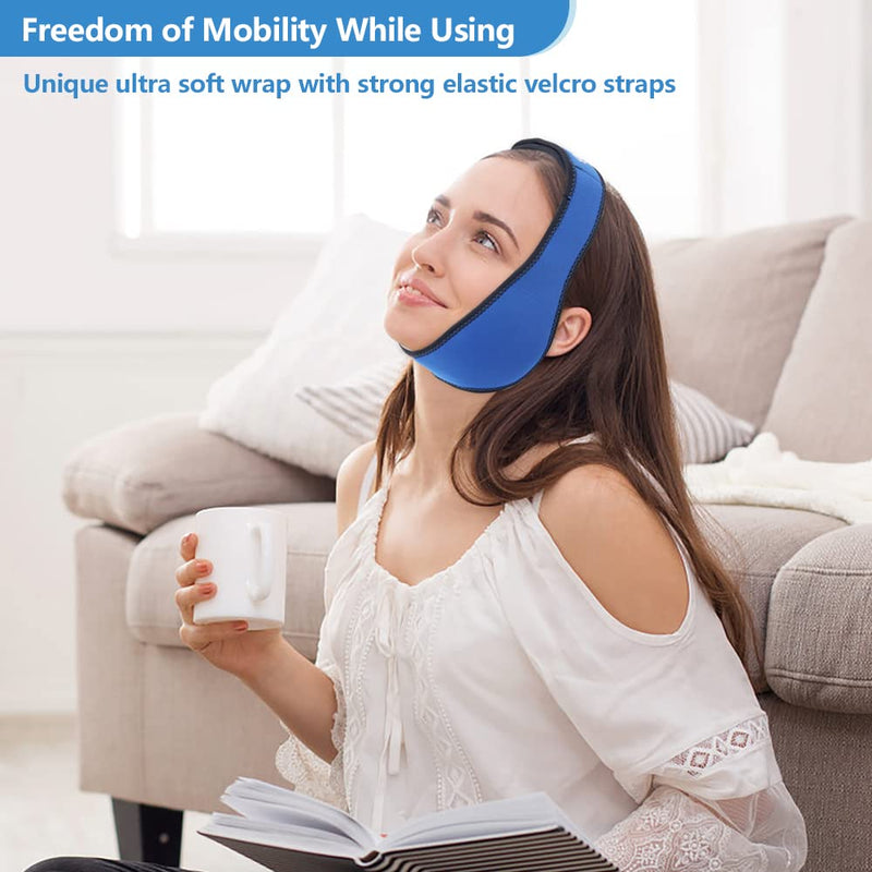 Hilph Face Ice Pack for Jaw Pain, Reusable Jaw Ice Pack with 4 Gel Packs Wisdom Teeth Ice Pack Head Wrap for Facial & Oral Surgery, TMJ, Head and Chin Pain Relief, Dental Implant 4 PVC Gel Packs-Blue - NewNest Australia