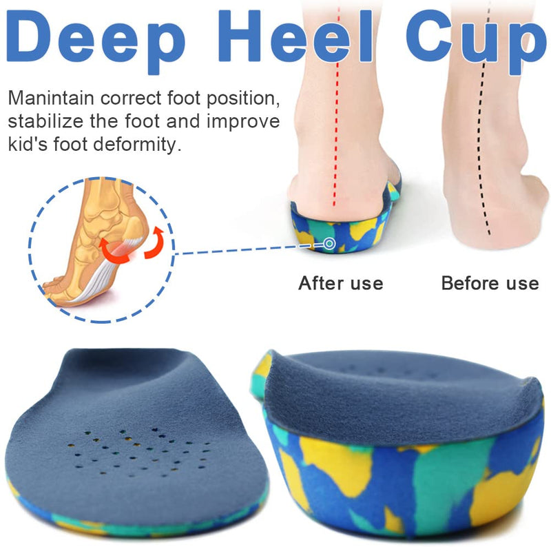 Ailaka Kids Orthotic Cushioning Arch Support Shoe Insoles, Children EVA Foam Inserts for Flat Feet, Plantar Fasciitis, Blue, 11.5/13 UK Child - NewNest Australia