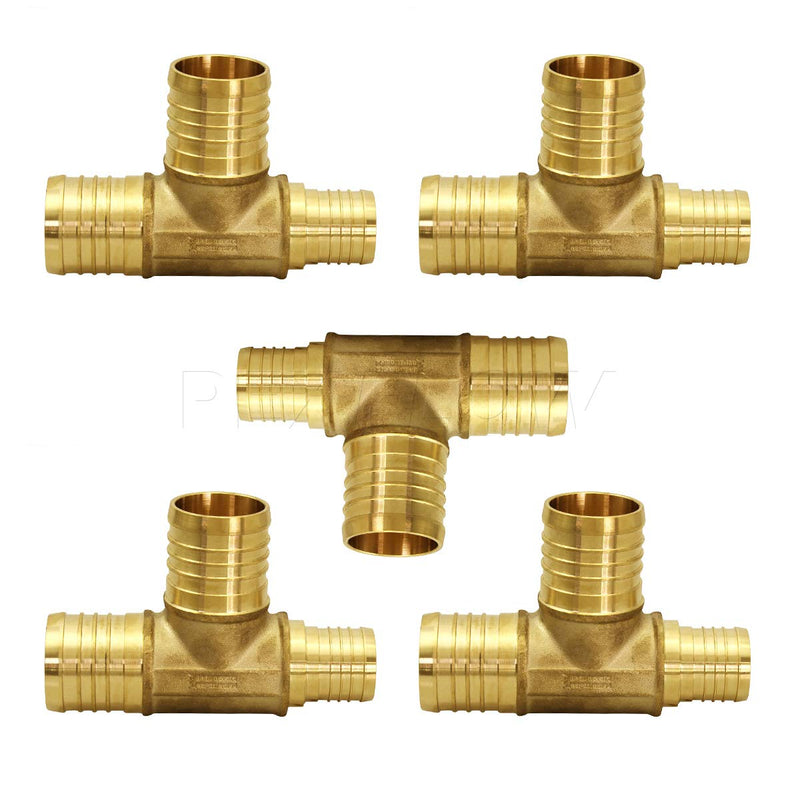 Supply Giant QYSU1341-5 Barb Reducing Tee Pipe Fittings, 1" X 3/4" X 1", Brass (Pack of 5} - NewNest Australia