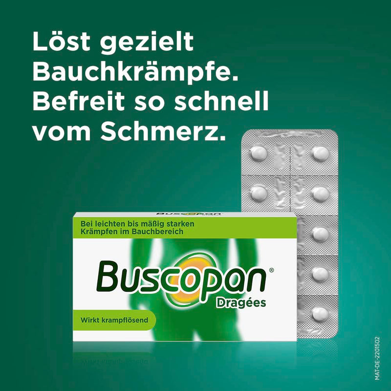 Buscopan® dragées 2 x 50 pieces with butylscopolamine for mild to moderate abdominal pain and abdominal cramps 50 pieces (pack of 2) - NewNest Australia