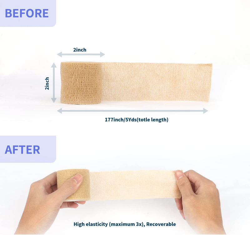 SIRALMNO Professional Self Adhesive Bandage,12 pack Cohesive Bandage,Elastic Athletic Bandage tape-5cm x 4.5m, Water proof&Breathable non-woven Sports Tape for finger, wrist, Ankle, pets - NewNest Australia