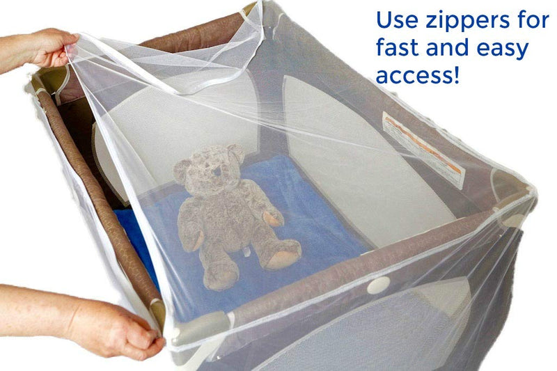 Baby Playpen Mosquito Net with Zippers, Premium Quality by Tedderfield, for Pack ‘n Play Playpens, Strollers, Easy Zip Access to Baby, Drawstring Base, Ideal Portable Bug Netting - NewNest Australia