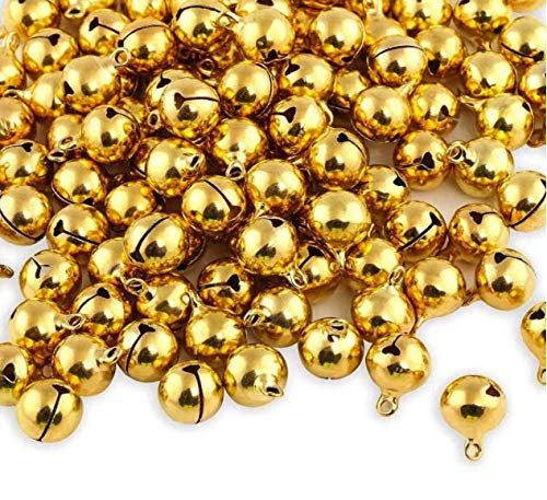LASSUM 200PCS 8mm Jingle Bells Small Bell Mini Bells for DIY Bracelet Anklets Necklace Knitting/Jewelry Making (Gold) Gold - NewNest Australia