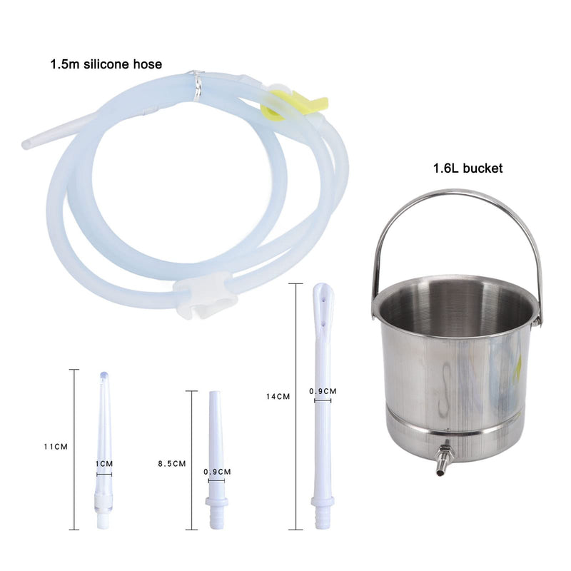 Bewinner Stainless Steel Bucket Silicone Hoses Enema Kit, 1.6L Bucket Hose Nozzles with Storage Bag, Relaxing and Comfortable to Use, for Household Cleansing Detox Enemas - NewNest Australia