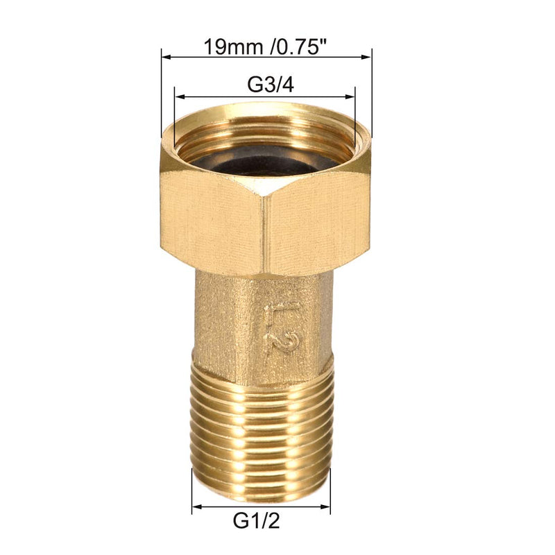 uxcell Brass Pipe Fitting, Hex Nipple, G1/2 Male x G3/4 Female Threaded Connector Water Meter Coupling 53mm Length - NewNest Australia