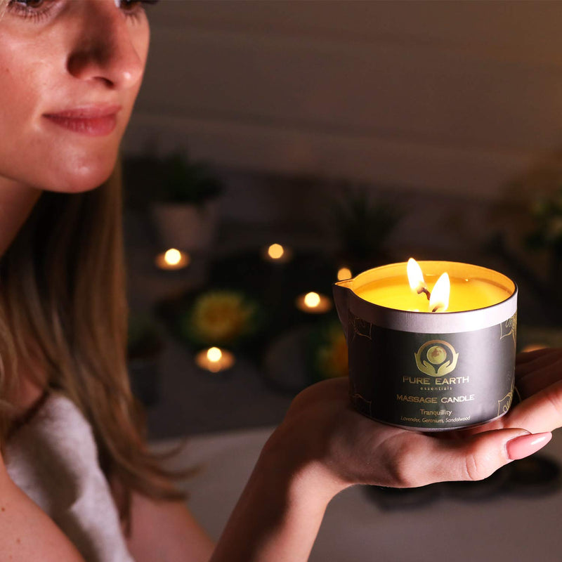 Muscle Relaxing Massage Oil Candle - Moisturizing Vegan Massage Candles for Couples and Home Spa (160 Grams) - Massage Candle with Grapefruit, Rosemary, Black Pepper - by Pure Earth Essentials Muscle relaxing - NewNest Australia
