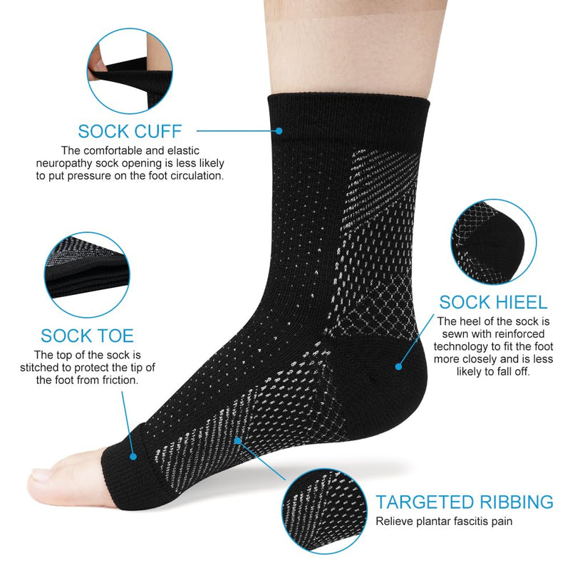 Acwoo Ankle Brace, 4 Pairs Ankle Brace Compression Socks For Women And Men For Plantar Fasciitis Arthritis Acl Joint Pain Heel Spurs Sports Foot Wraps Ankle Joint (Black + White, L/Xl) - NewNest Australia