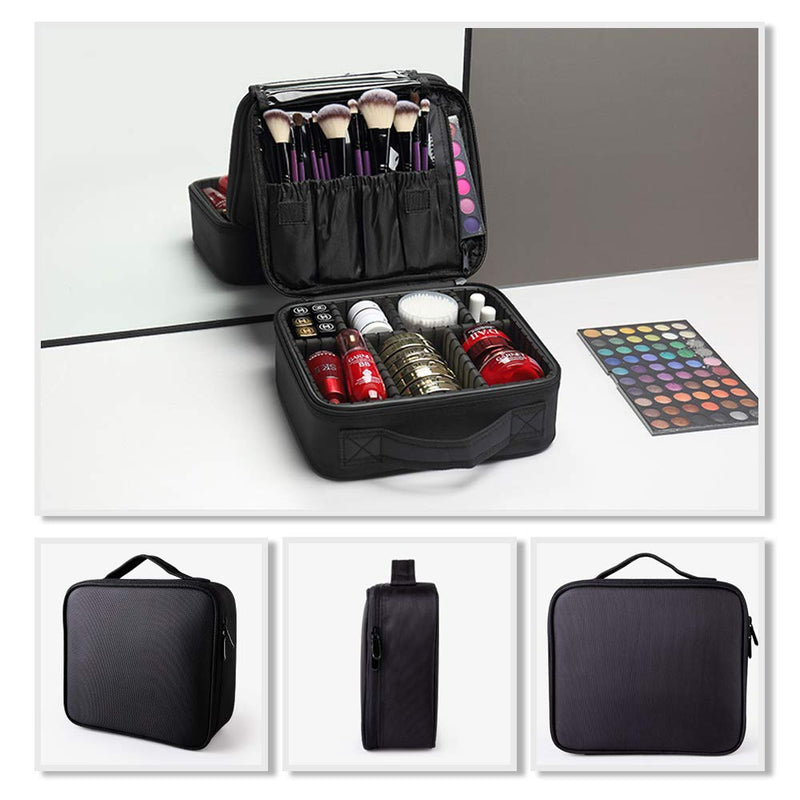 Makeup Bag,LOSMILE Travel Make-Up Bag Large Cosmetic Bags Professional Cosmetic Organiser Case Makeup Artist Train Cases Waterproof Vanity Cases Beauty Box with Adjustable dividers.(Black-l) Black-l - NewNest Australia