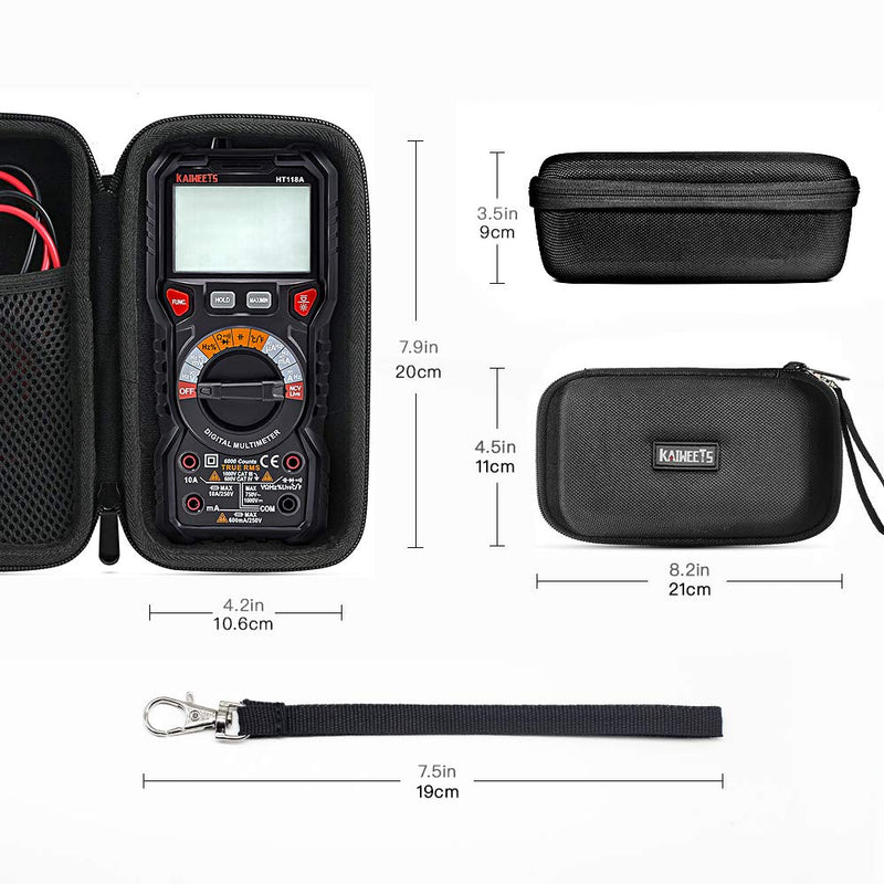 KAIWEETS HT118A Multimeter case Hard Travel Case Replacement with Mesh Pocket for Digital Multimeter TRMS 6000 Counts Volt Meter Auto Ranging (Case Only, No Multimeter) - NewNest Australia