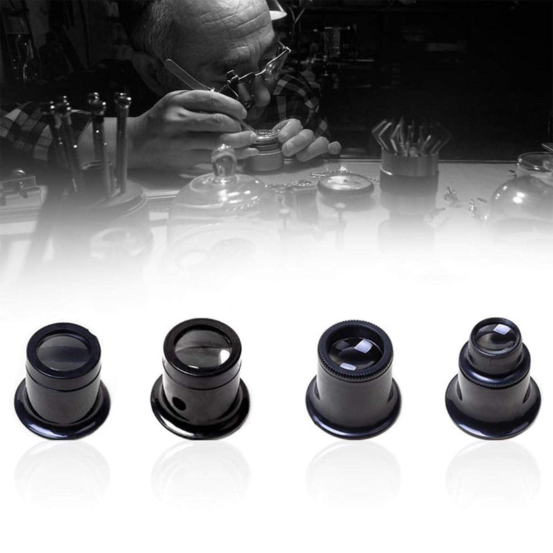 Jewelers Loupe Portable Monocular Magnifier Experimental Tools Magnifying Glass Jewelry Tools for Eye Magnifier Lens Repair Kit(5X 10X 15X 20X 4pcs) - NewNest Australia