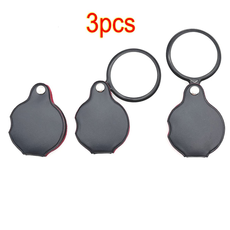 Jzk Pack Of 3 Mini Foldable Pocket Magnifying Glass Small Optical Glass With Leather Protective Case, Small Pocket Magnifying Glass For Reading Hobbies, Small Magnifying Glass With Leather Protective - NewNest Australia