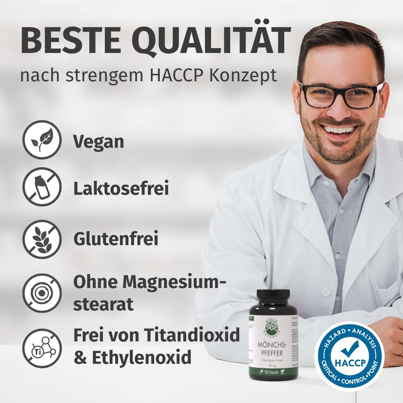 Monk pepper capsules - Premium: Monk pepper 5:1 extract - Double daily amount: 20 mg per capsule - 180 capsules - No additives, vegan - NewNest Australia