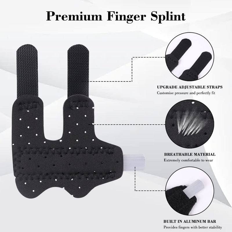 Acwoo Finger Splint, Pack Of 2 Finger Straightener Finger Splint Stabilizer Soft Comfortable Finger Support Finger Bandage For Broken Sprains Arthritis Or Tendinitis (Black) - NewNest Australia