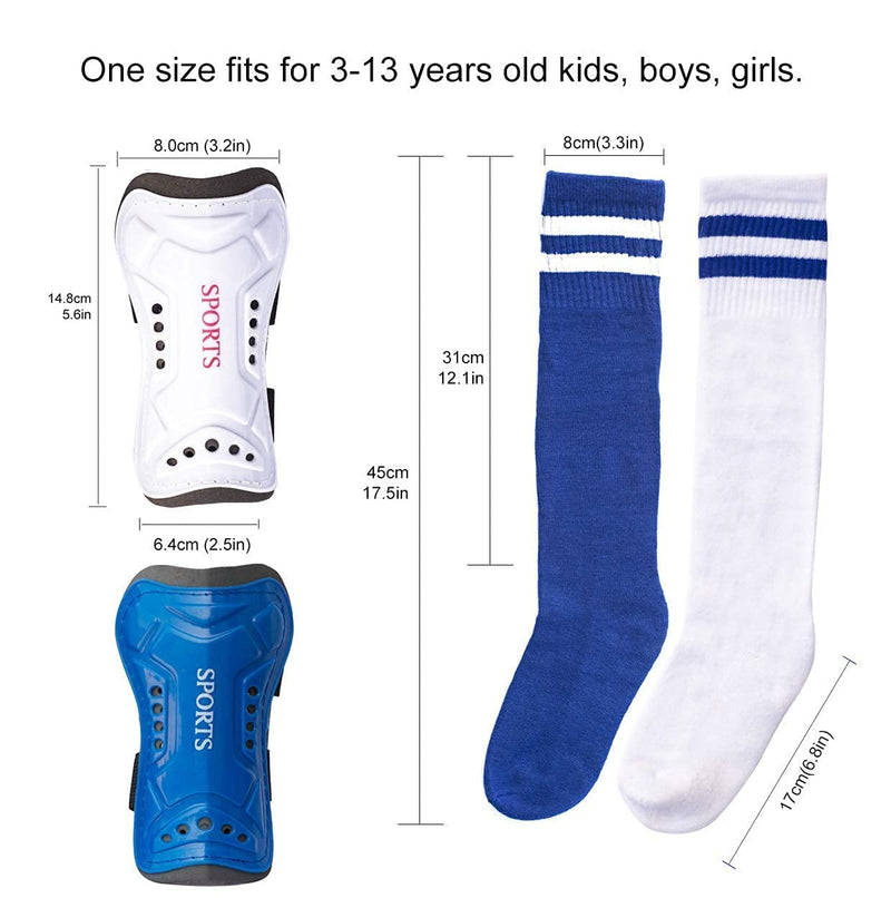 Wrzbest 2 Pair Kids Soccer Football Shin Guards Protector Calf Knee Protective Gear and 2 Pair Long Sleeve Socks with a Professional Referee Whistle for 3-13 Teenagers, Boys, Girls,Kids,Youth Ages 5 to 13 - NewNest Australia