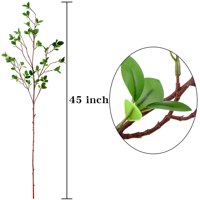 AUSTOR 2 Packs 45" Artificial Greenery Stems Faux Ficus Branches Leaf Stem Faux Eucalytus Branches Fake Green Bushes Shrubs Ficus Twig Stems for Vase Filler Home Wedding Office Decor - NewNest Australia