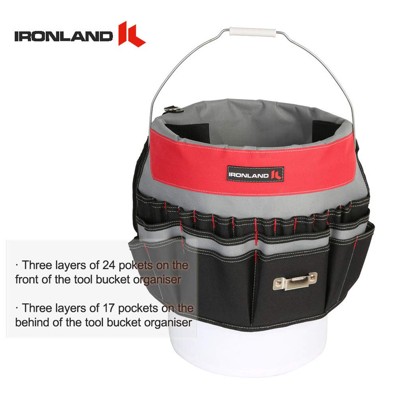IRONLAND Bucket Tool Bag Organizer with 51 Pockets BT-001 (Fits 3.5-5 Gallon Bucket) - NewNest Australia