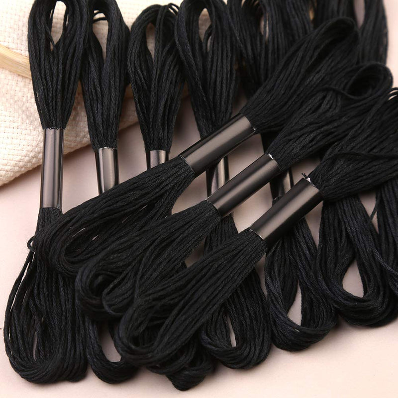 10 Skeins Cross Floss Stitch Thread, 8m Cotton Embroidery Floss-Cross Stitch Thread, Embroidery Thread Floss Set, Stitch Threads Polyester Thread Friendship Bracelets Thread Black-1 - NewNest Australia