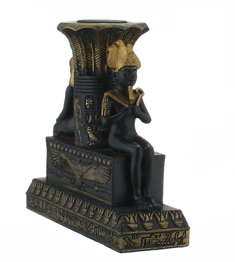 NewNest Australia - PTC Egyptian Isis and Osiris Painted Candle Holder, Black and Gold Color 