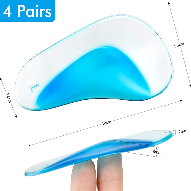 BOFUS 4 Pairs Gel Arch Insoles,Silicone Orthopedic Flat Feet Fallen Heel Spurs Orthotic Arch Support Insoles Plantar Fasciitis Shoe Arch Support Gel Heel Inserts Cushion Pads Cups for Women Men,Blue - NewNest Australia
