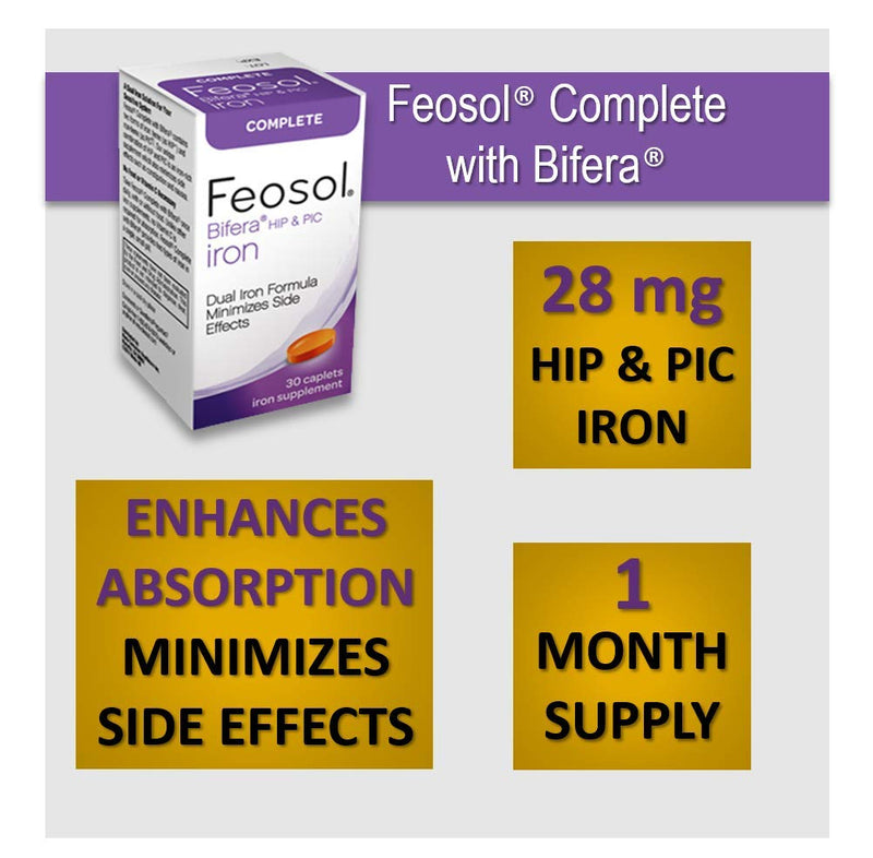 Feosol Complete with Patented Bifera Iron Caplets, 30ct - NewNest Australia