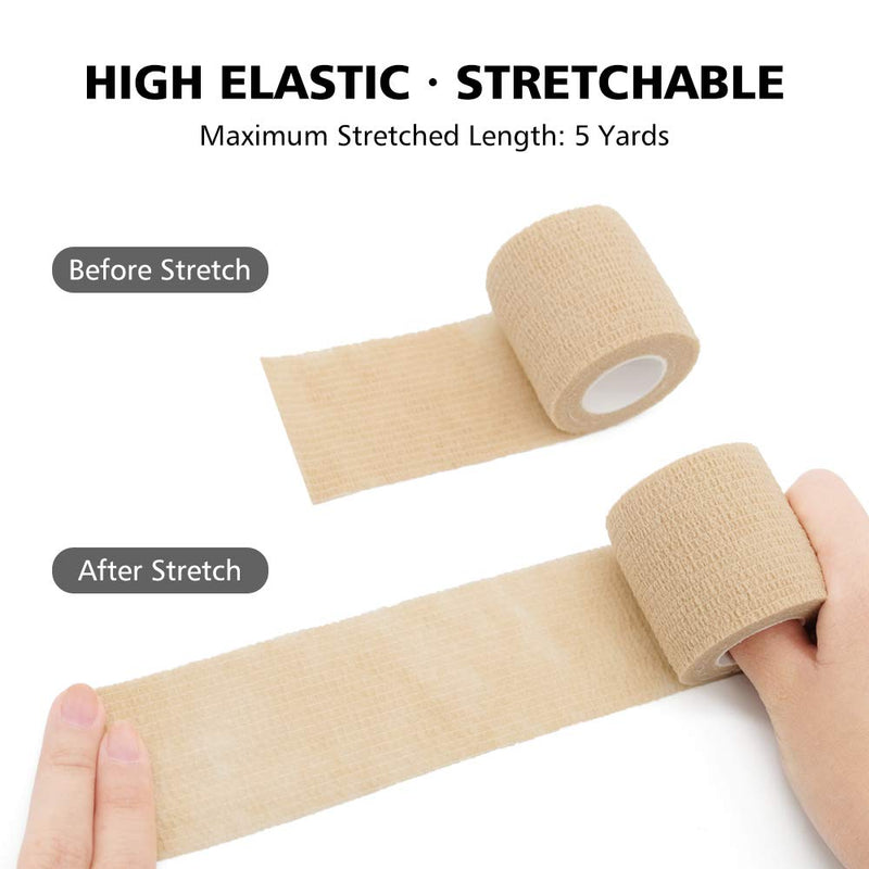 FriCARE Nonwoven Self-Adhesive Bandage, Self-Adherent Cohesive First Aid Medical Wrap, Elastic Athletic/Vet Tape for Wrist 2 Inches Wide 6 Count (Pack of 1) Skin Color - NewNest Australia