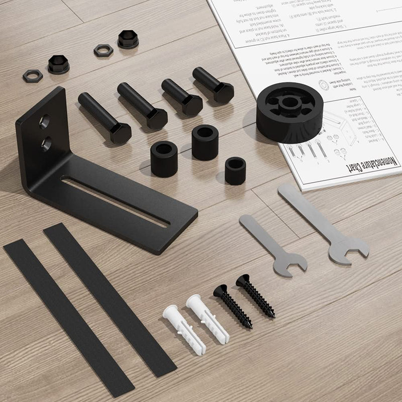 skysen Barn Door Floor Guide Wall Mount Stay Roller,8 Setup Options, Flush Bottom,Black Powder Coated,Felt Strip, Countersunk Holes for Barn Door(706) - NewNest Australia