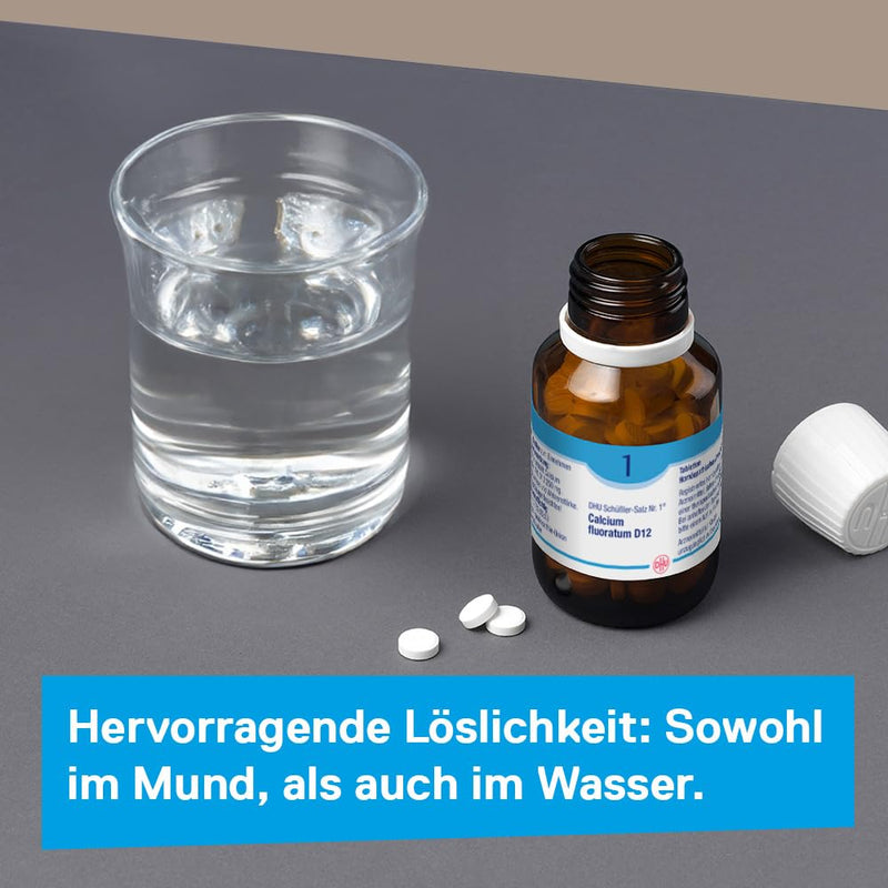 DHU Schüßler Salt No. 1 Calcium fluoratum D12 - The mineral salt of the connective tissue, joints and skin - the original - environmentally friendly in a medicine glass, 200 tablets - NewNest Australia