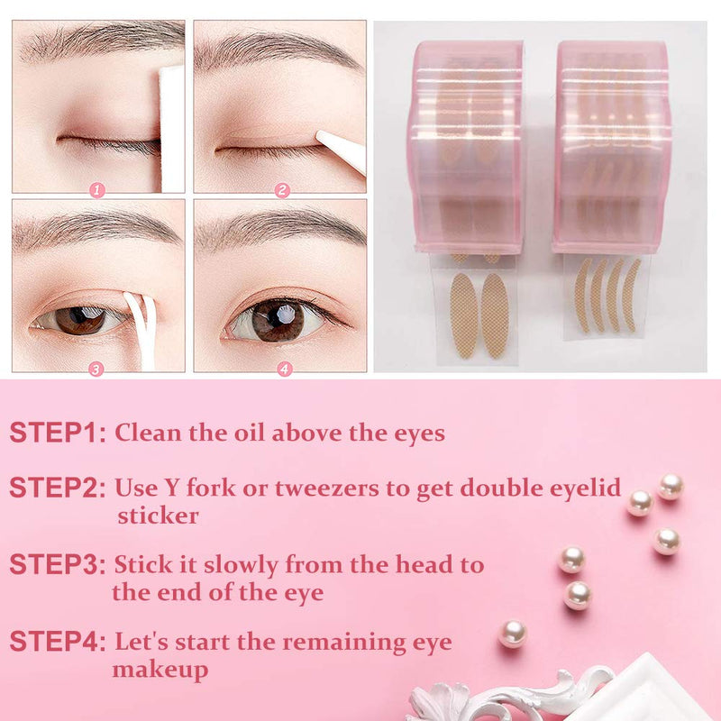 1200 Pcs Eyelid Tape, Invisible Double Eyelid Lift Strips Instant Eyelid Stickers, Self-Adhesive Eye Tapes Fiber for Hooded Droopy Uneven Mono-eyelids, Big Eye Tools with Fork Rods & Tweezers - NewNest Australia