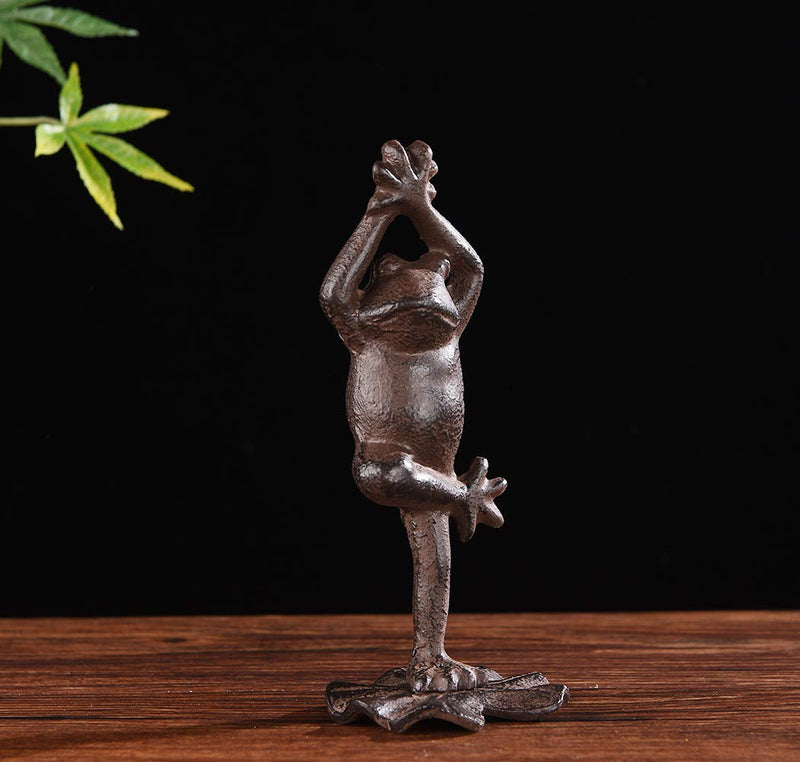 NewNest Australia - BRASSTAR Cast Iron Frog Prince Dance Statue Paperweight Fantastic Figurine Garden Lawn Home Office Desk Decor Collectible Gift PTWQ014 