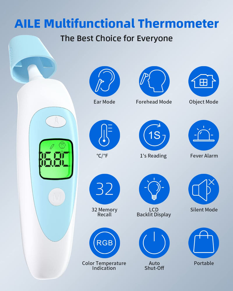 AILE Digital Thermometer for Kids and Adults, Temperature Thermometer for Home Thermometer indoor - ear Thermometer for Children 3-in-1 Mode with Fever Alarm, Memory Function Baby Thermometers - NewNest Australia