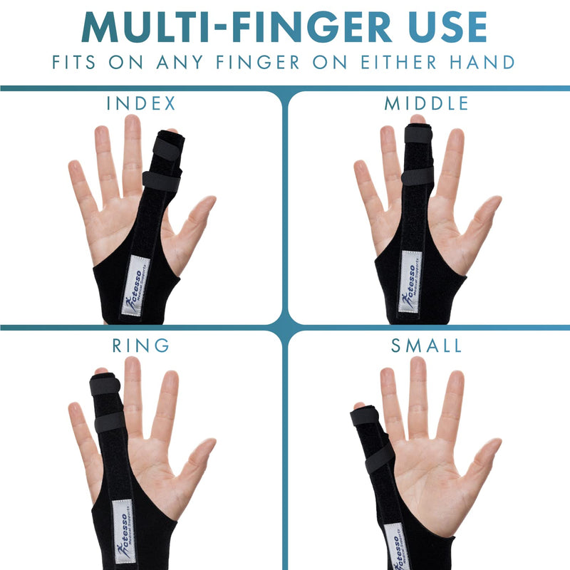 Actesso Enhanced Broken Finger Splint - Support for Trigger, Mallet, Arthritis, RSI (Repetitive Strain Injury), Small Middle Index Ring (One Size, Black) One Size - NewNest Australia