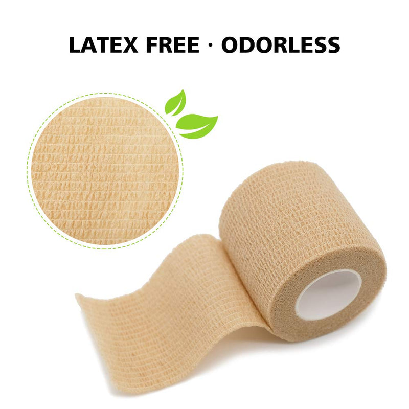FriCARE Nonwoven Self-Adhesive Bandage, Self-Adherent Cohesive First Aid Medical Wrap, Elastic Athletic/Vet Tape for Wrist 2 Inches Wide 6 Count (Pack of 1) Skin Color - NewNest Australia