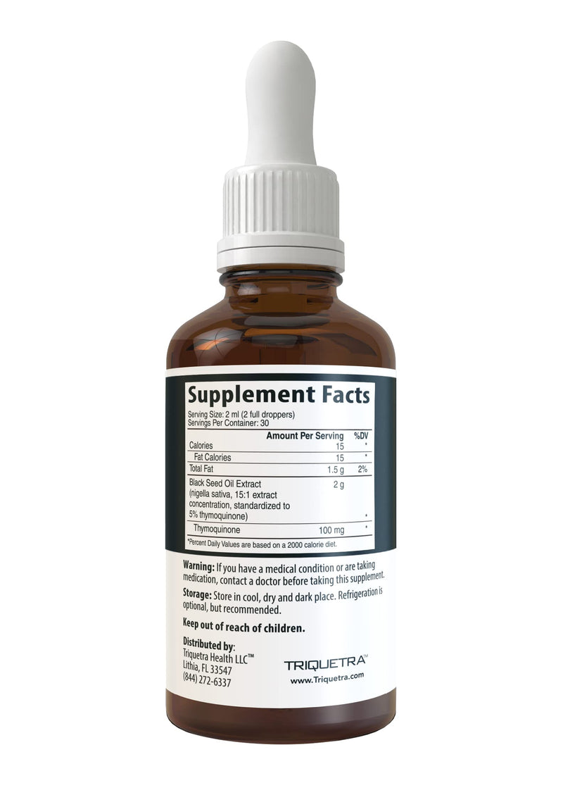 Black Seed Oil TQ Advanced - 5% Thymoquinone, Highest Concentration Available - 15:1 Concentrate from Nigella Sativa, Raw Form, Vegan, Glass Bottle Plus Dropper (2 oz. - 30 Servings) - NewNest Australia
