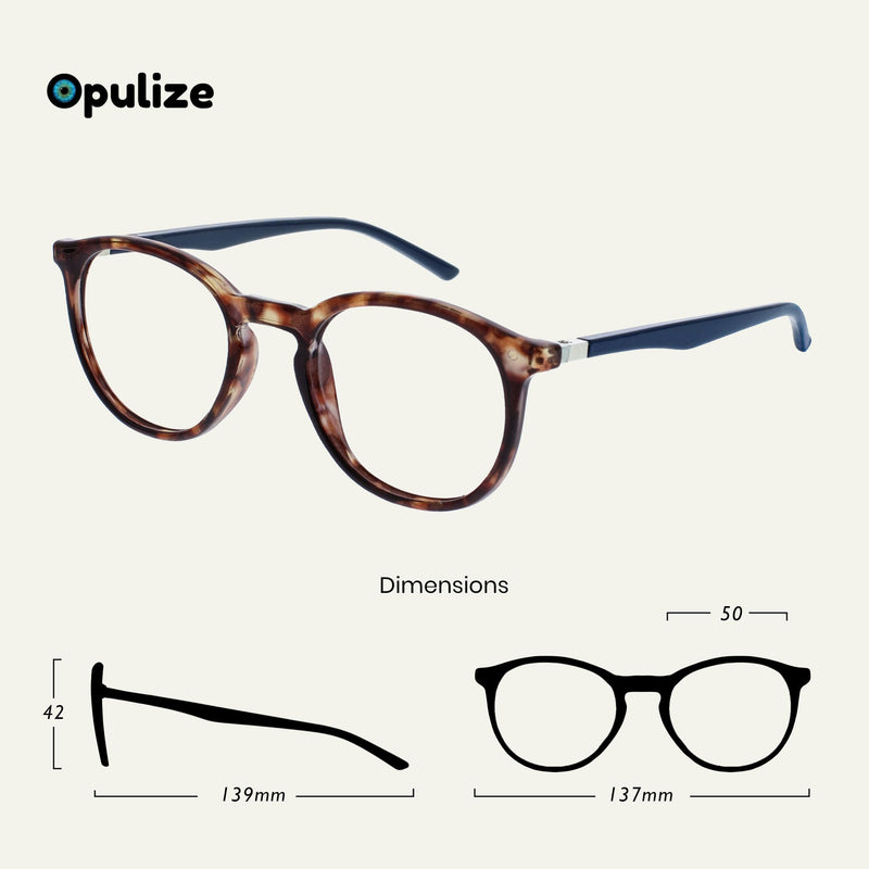 Opulize Met Glasses Blue Light Filter Slim Round Frame Spring Hinges Improves Sleep Computer Glasses Gaming Anti-Reflective Brown Tortoiseshell Men Women B60-2 +0.00 - NewNest Australia