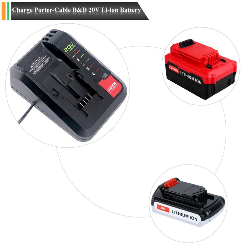 Lasica 20V MAX Battery Charger PCC692L PCC691L Compatible with Porter Cable 20V Max Lithium Ion Battery PCC680L PCC681L PCC682L PCC685LP PCC699L Black & Decker 20V Max Lithium Battery LBXR20 LBXR2020 - NewNest Australia