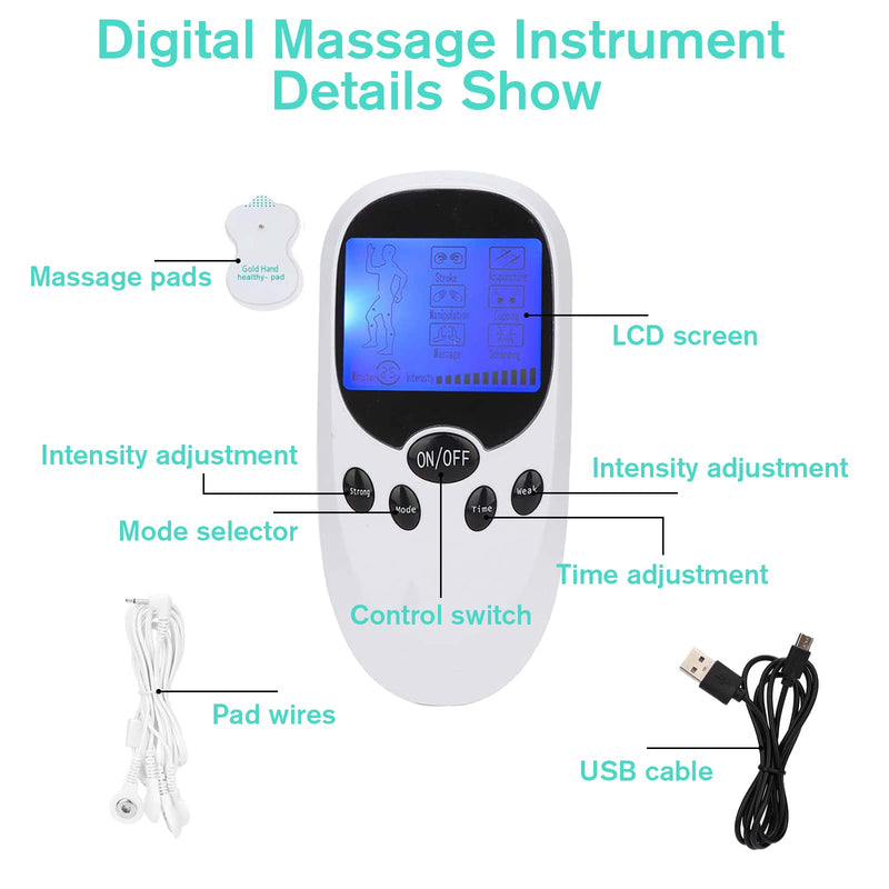 GAESHOW TENS Machine for Pain Relief Unit Muscle Stimulator, Dual Channel Digital Electronic Output Massager Muscle Stimulator Pain Relief Massage Instrument Durable with 6 Massage Modes and 8 Pads - NewNest Australia