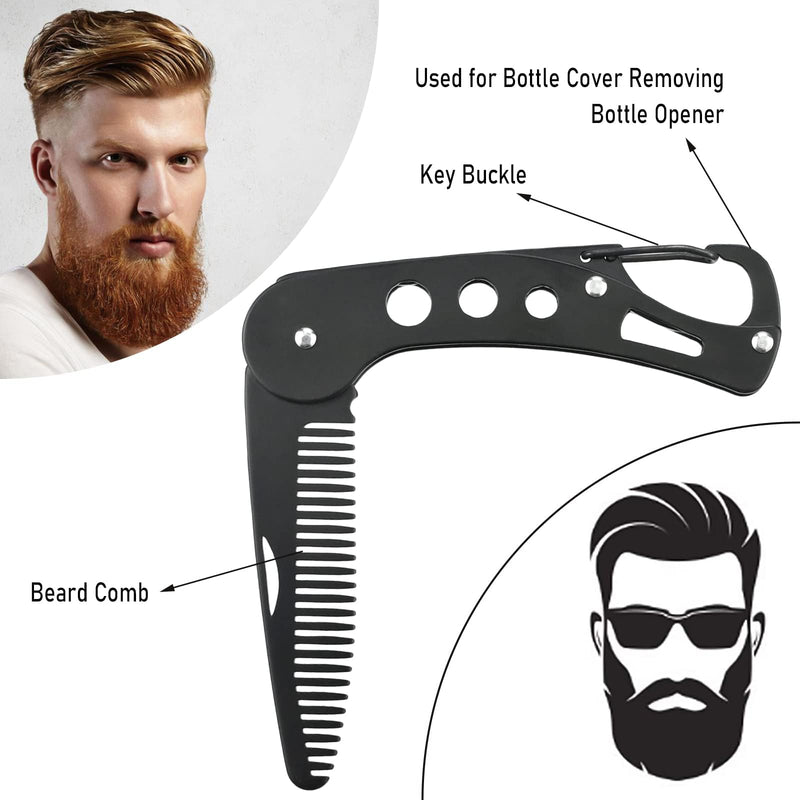 Beard Comb, Stainless Steel Antistatic Foldable Pocket Comb, Creative Knife Style Care Comb Mustache Styling Comb Beard Comb for Combing & Grooming Hair, Beards and Mustaches（9.5 * 3 * 1.5cm） - NewNest Australia