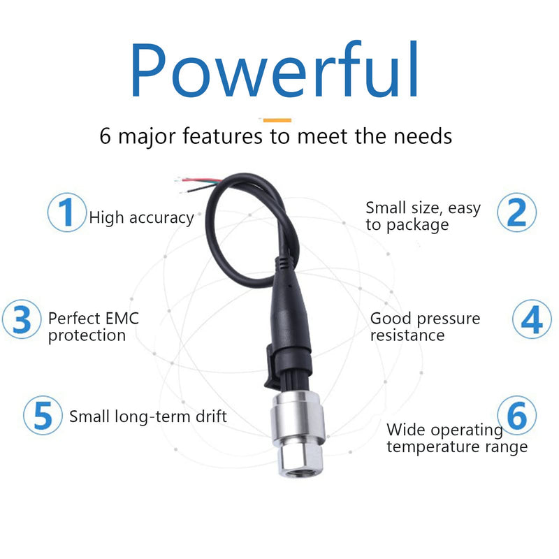 Pressure Transducer Sender Sensor for Oil Fuel Air Water, 1/8"NPT Thread Stainless Steel (100PSI) - NewNest Australia