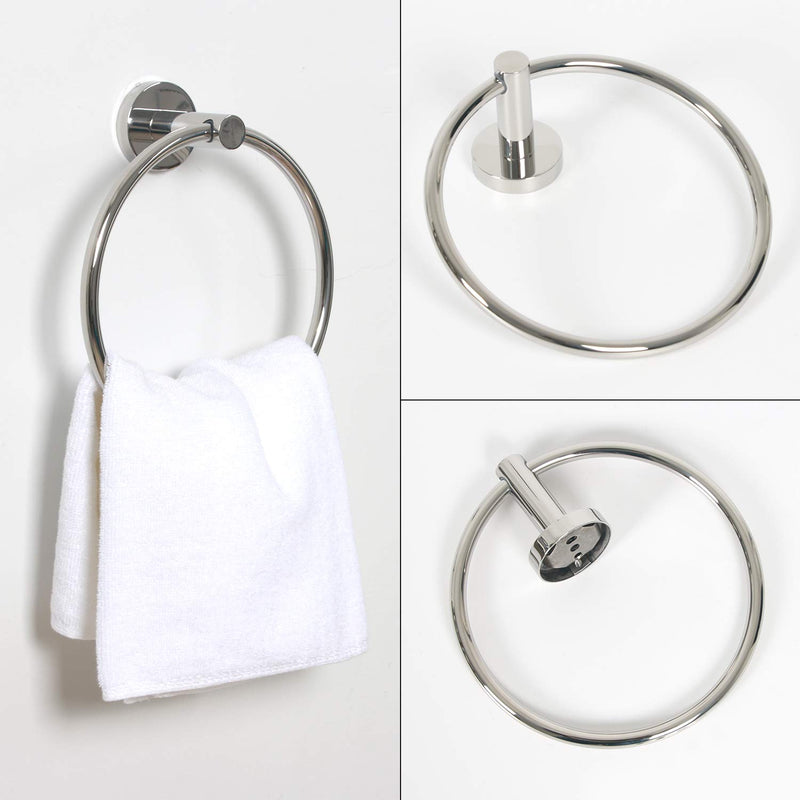 HouseAid Towel Ring and Toilet Paper Holder Set 2 Pieces Bathroom Hardware Stainless Steel Bathroom Hand Towel Holder Circle Towel Hanger Wall Mounted Polished Chrome - NewNest Australia