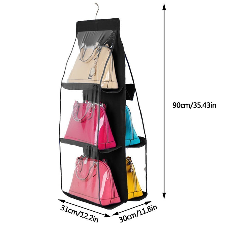 Geboor Hanging Handbag Organizer Dust-Proof Storage Holder Bag Wardrobe Closet for Purse Clutch with 6 Larger Pockets Black - NewNest Australia