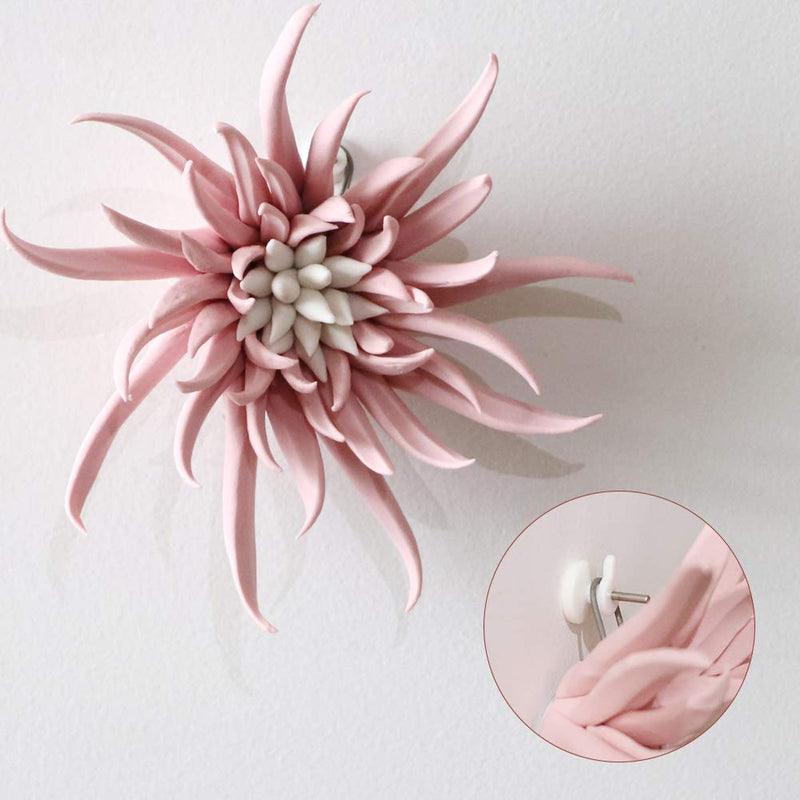 NewNest Australia - LSME 2 Pcs Ceramic 3D Wall Flower Decoration Sculpture Small for Bedroom Living Room Home Hallway Kitchen Dining Room M 