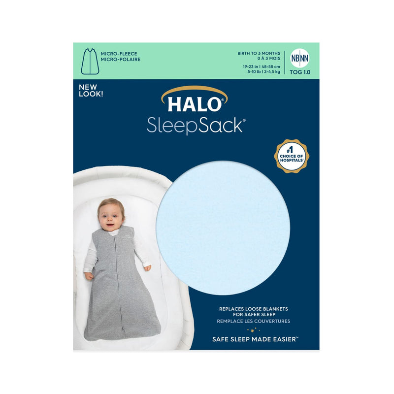 HALO Sleepsack Micro-Fleece Wearable Blanket, TOG 1.0, Baby Blue, X-Large X-Large (Pack of 1) - NewNest Australia