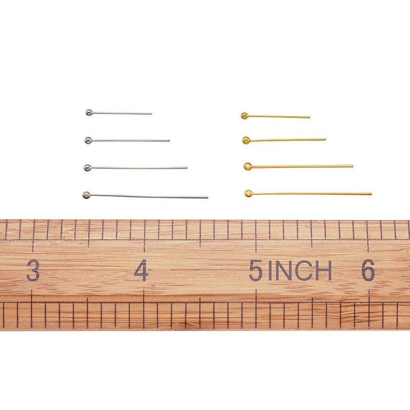 Pandahall Brass Ball Head Pins 16mm 20mm 25mm 30mm Wire Headpins for Earring Bracelet Jewelry Making (Platinum & Golden) 1 box-Ball Pins 16/20/25/30mm - NewNest Australia