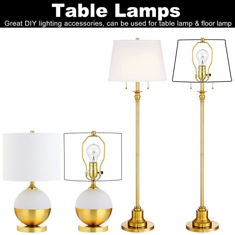 Lamp Shade Holder, 2 Set 7 Inch [Heavy Duty] Lamp Harp Holder with 3/8 Standard Saddle + Lamp Finial Caps for Table and Floor Lamps (Polished Brass) - NewNest Australia