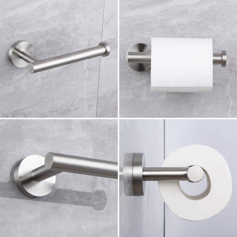 3-Pieces Bathroom Accessories Kit Bathroom Hardware Set Brushed Stainless Steel Wall Mounted - Includes Toilet Paper Holder, 2x Robe Towel Hooks - NewNest Australia