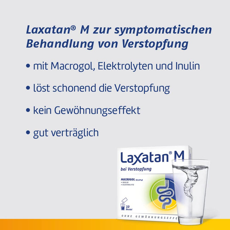 Laxatan M – does not solve constipation immediately, but gently, without habituation effect & well tolerated | With macrogol, electrolytes & inulin | 10 bags (drinking granules) 10 pieces (pack of 1) - NewNest Australia