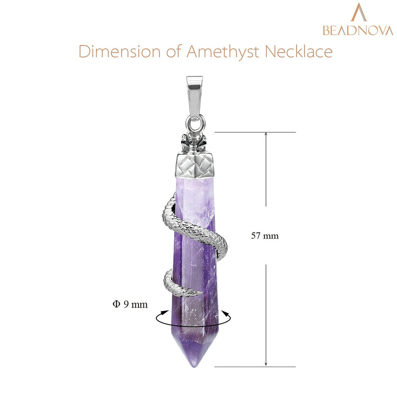 BEADNOVA Healing Crystal Necklace for Women Men Energy Healing Crystal Pendant Gemstones Jewelry Pendulum Crystal Divination (Hexagonal, 18 Inches Stainless Steel Chain) Amethyst - NewNest Australia