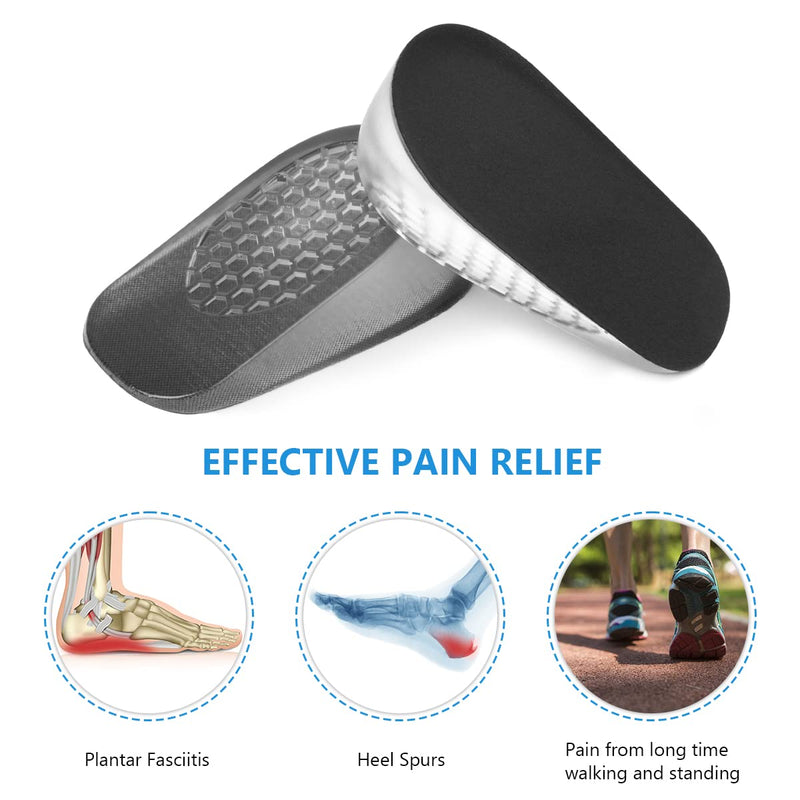URAQT Gel Height Increase Insole, 2 Pairs Invisible Heel Lift Inserts, Elastic Shock Absorption Heel Cushion Pads Half Increased Heel Shoe Lifts, Elevator Shoe Insoles for Men and Women S for Women, Height: 1.5cm Black - NewNest Australia