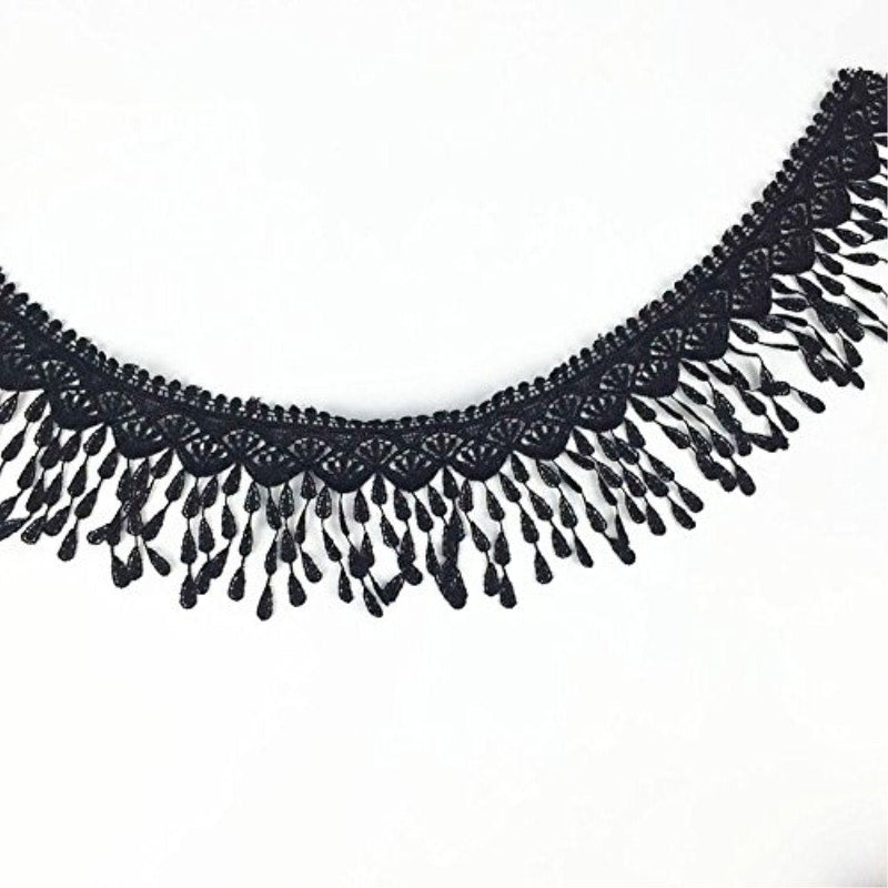 5 Yards Lace Trim with Tassel, 8cm wide, Black, DIY Sewing Applique Craft - NewNest Australia